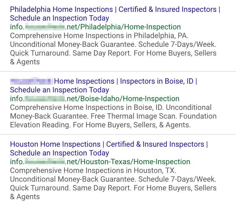 google search ads for home services company