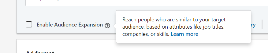 Enable Audience expansion in LinkedIn 