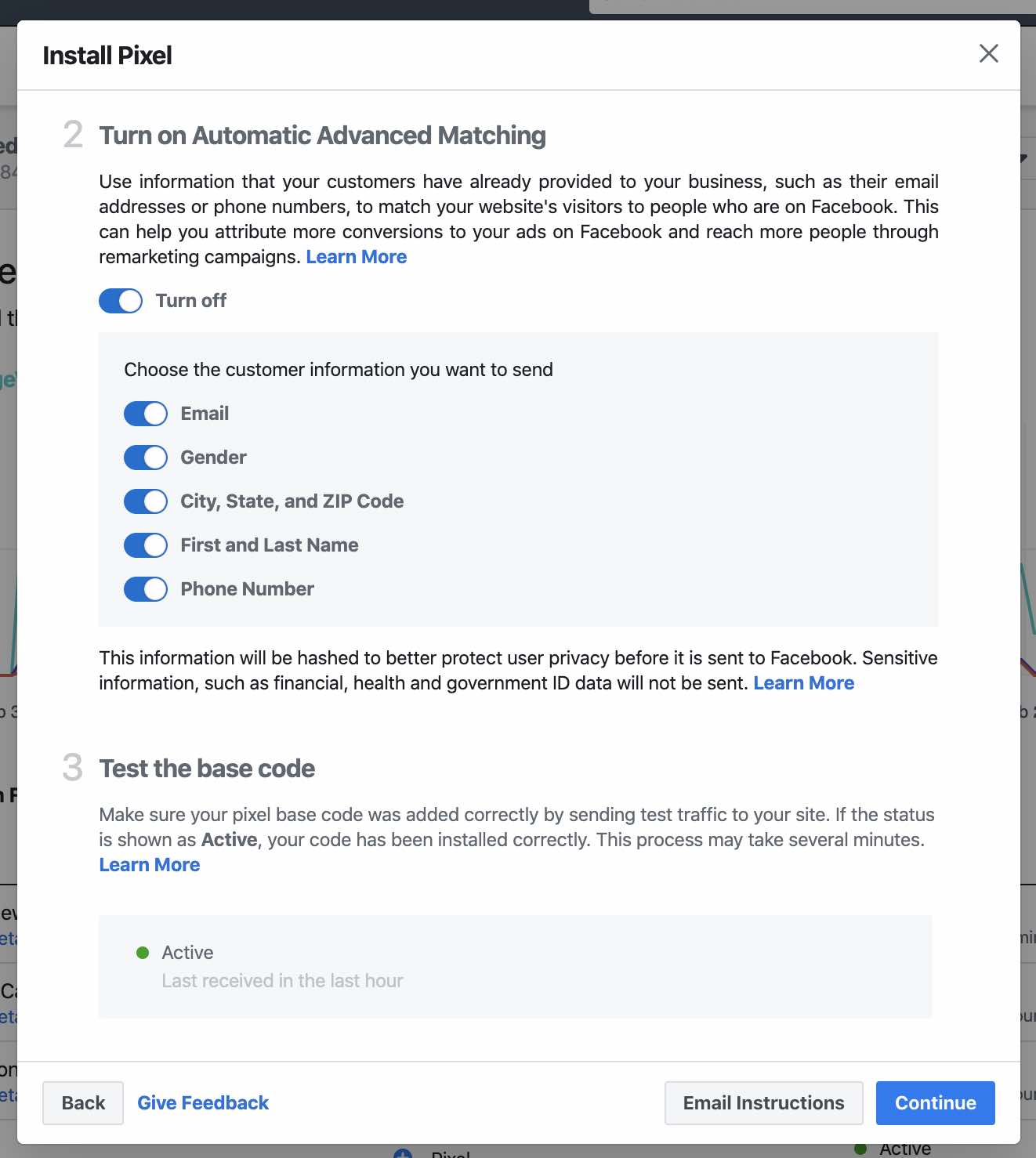 facebook automatic matching opt