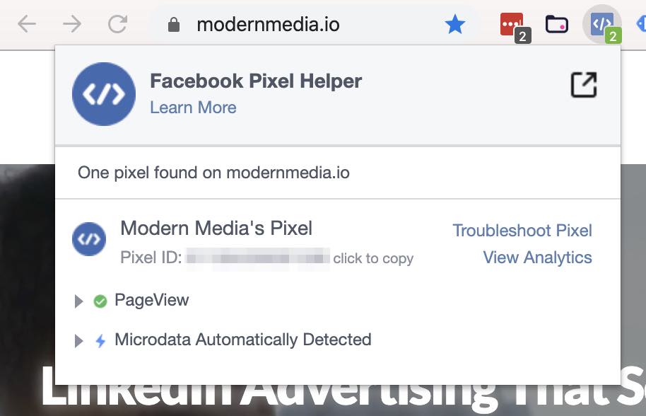 facebook pixel helper