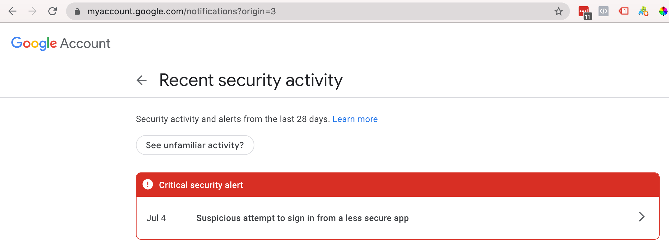 google my account review security activity