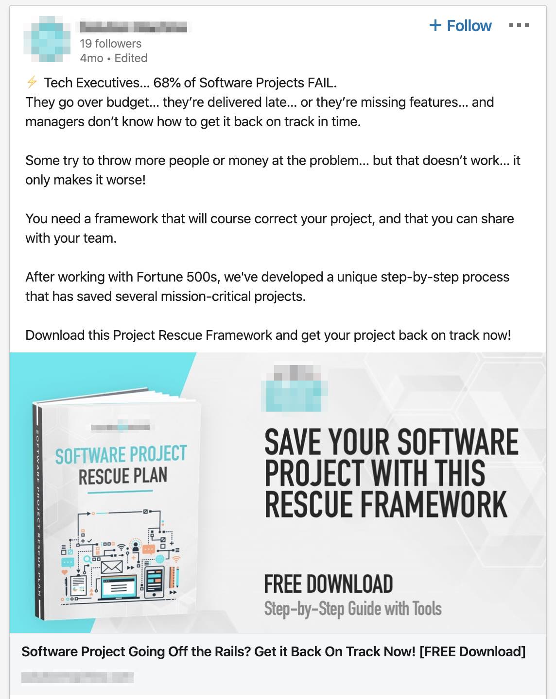 linkedin ad example - software